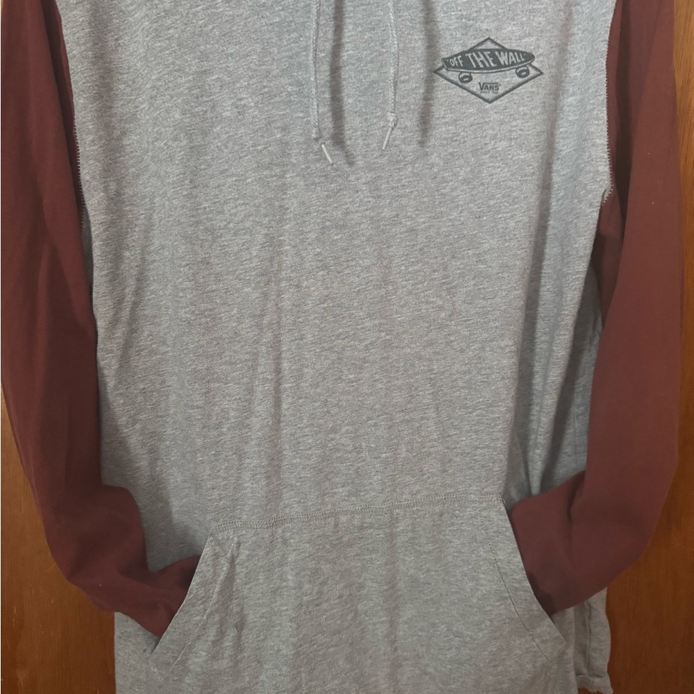 Vans Men's Hoodie in Gray and Maroon